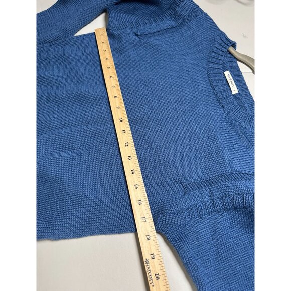 WoolOvers Blue 100% Wool Crewneck Sweater Long Sleeve Knit Womens Size Blue - Picture 6 of 15